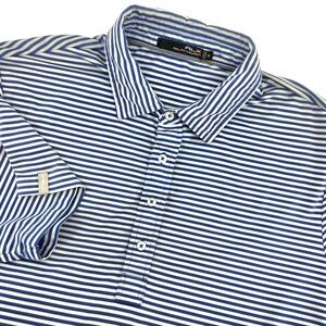 RLX‎ Ralph Lauren Mens XL Blue Striped Performance Golf Polo Shirt Short Slv